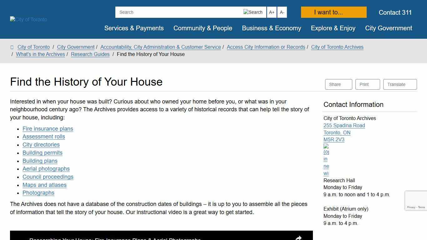 Find the History of Your House – City of Toronto